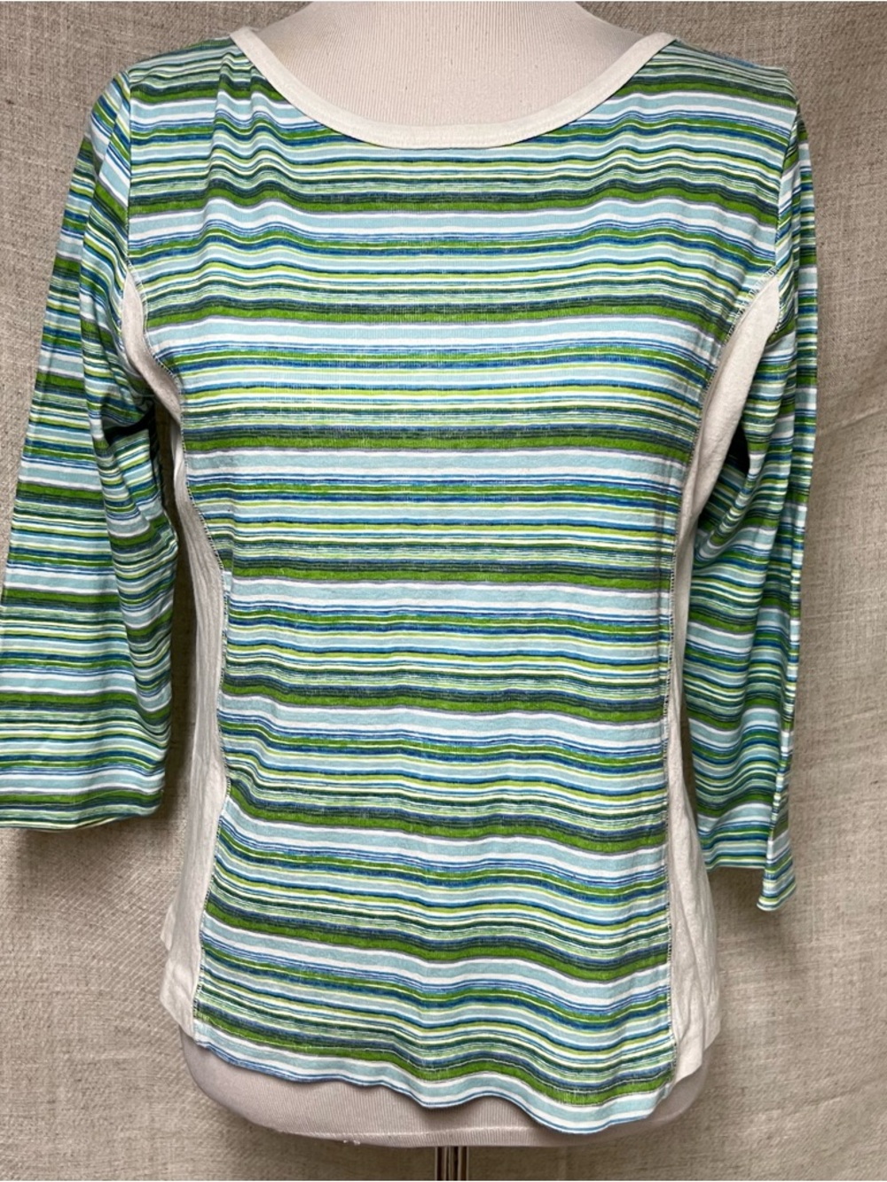 fresh produce Green, Blue & White Striped Top